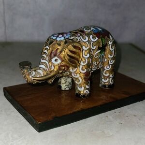 Handcrafted Gold and Multicolor Elephant Figurine